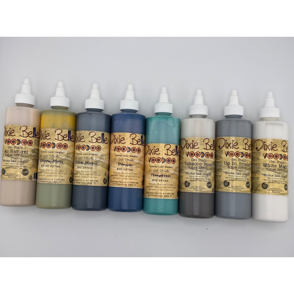 Dixie Belle Voodoo Gel Stain 8oz Water Based Wood Stain 8 Color, Choose 1